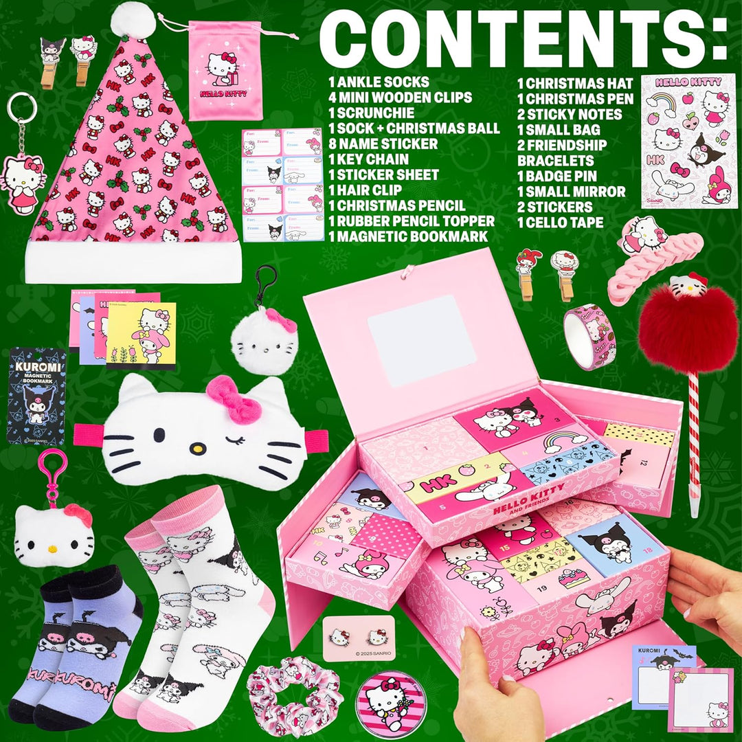 Get Trend Hello Kitty Sanrio Adventskalender 2025 Kinder Weihnachtskalender mit 24 Türchen & Vielen