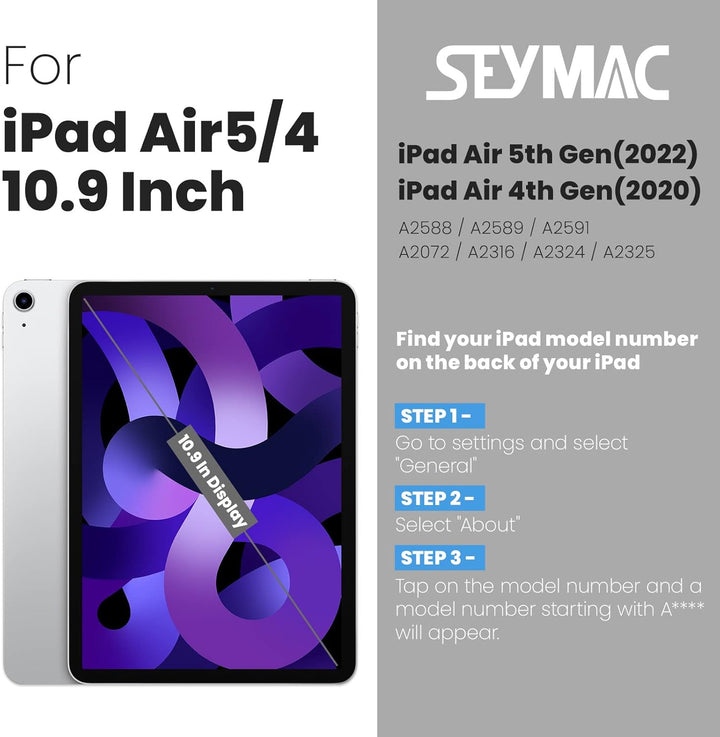 SEYMAC Hülle für iPad Air 5. / 4. Generarion 2022/2020 10,9 Zoll, Schutzhülle mit Automatischer Slee