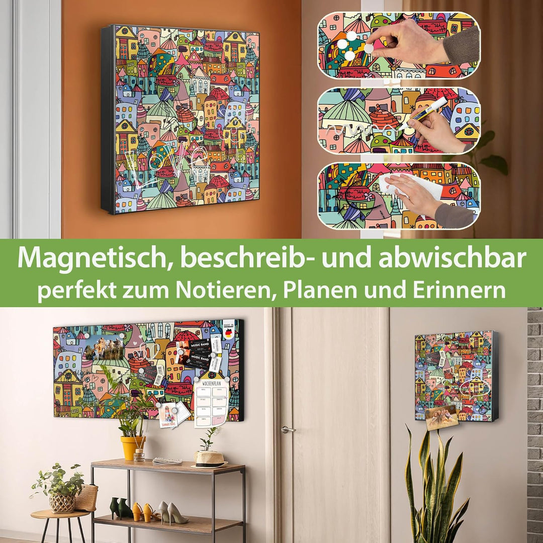 banjado Grosser Schlüsselkasten Metall - Schlüsselbox 30x30cm mit 32 Haken - Schlüsselkasten modern