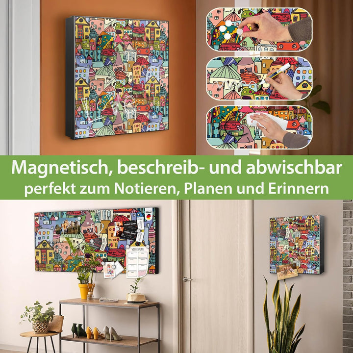 banjado Grosser Schlüsselkasten Metall - Schlüsselbox 30x30cm mit 32 Haken - Schlüsselkasten modern