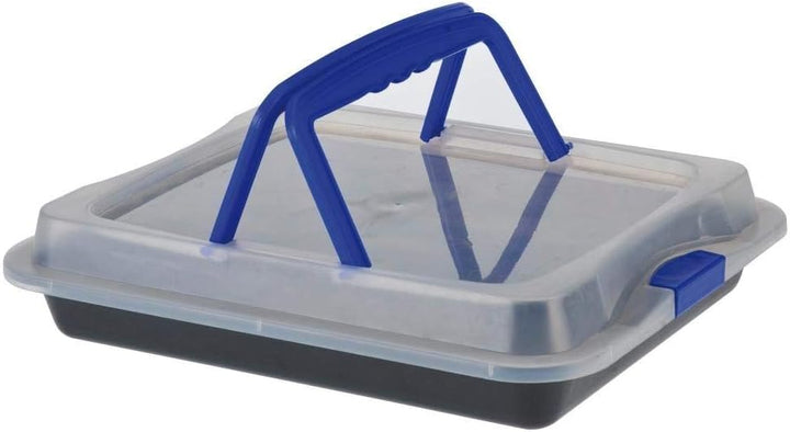 axentia Back- und Auflaufform, antihaftbeschichtete Backform mit Transporthaube aus Kunststoff, Schu