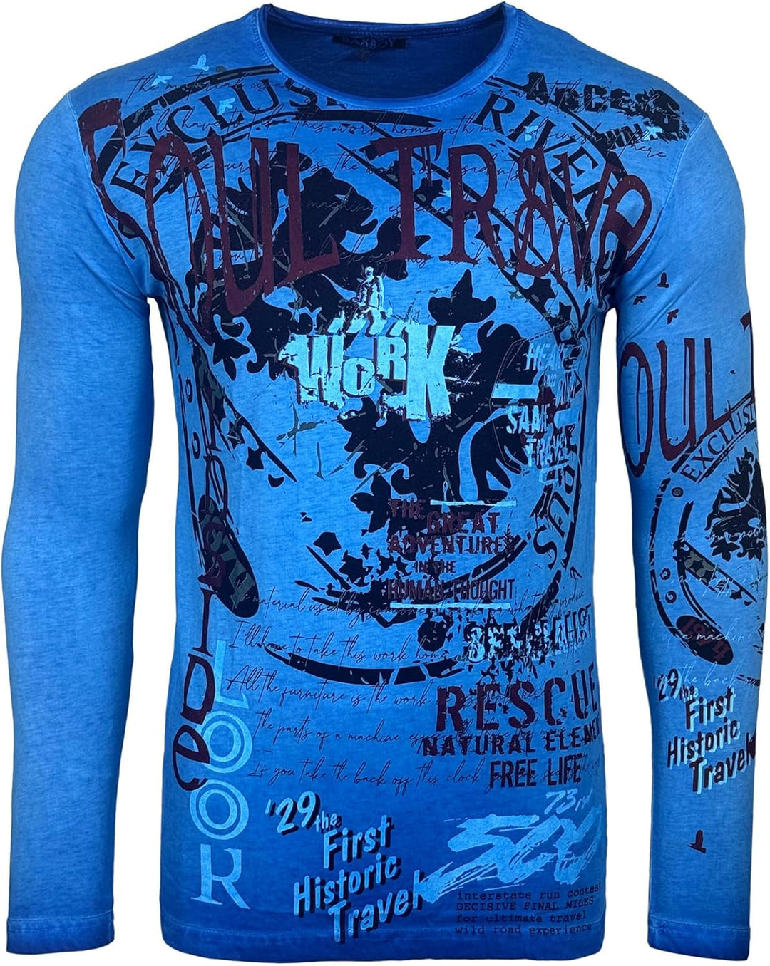 Baxboy Herren Longsleeve T-Shirt Moderner Männer Langarmshirt Langarm Sweatshirt 704 Einheitsgrösse