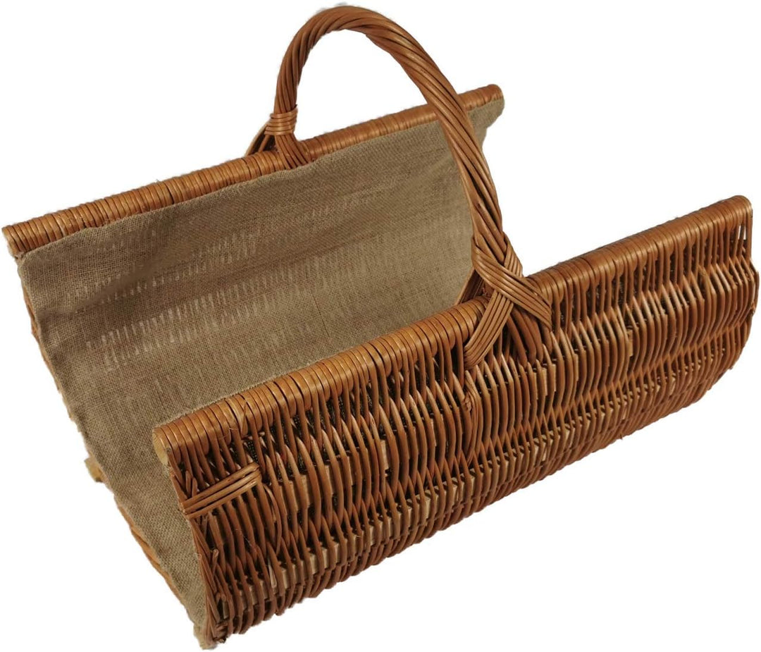 Holzkorb aus Weide mit Jute Braun Natur 60x45x48 cm