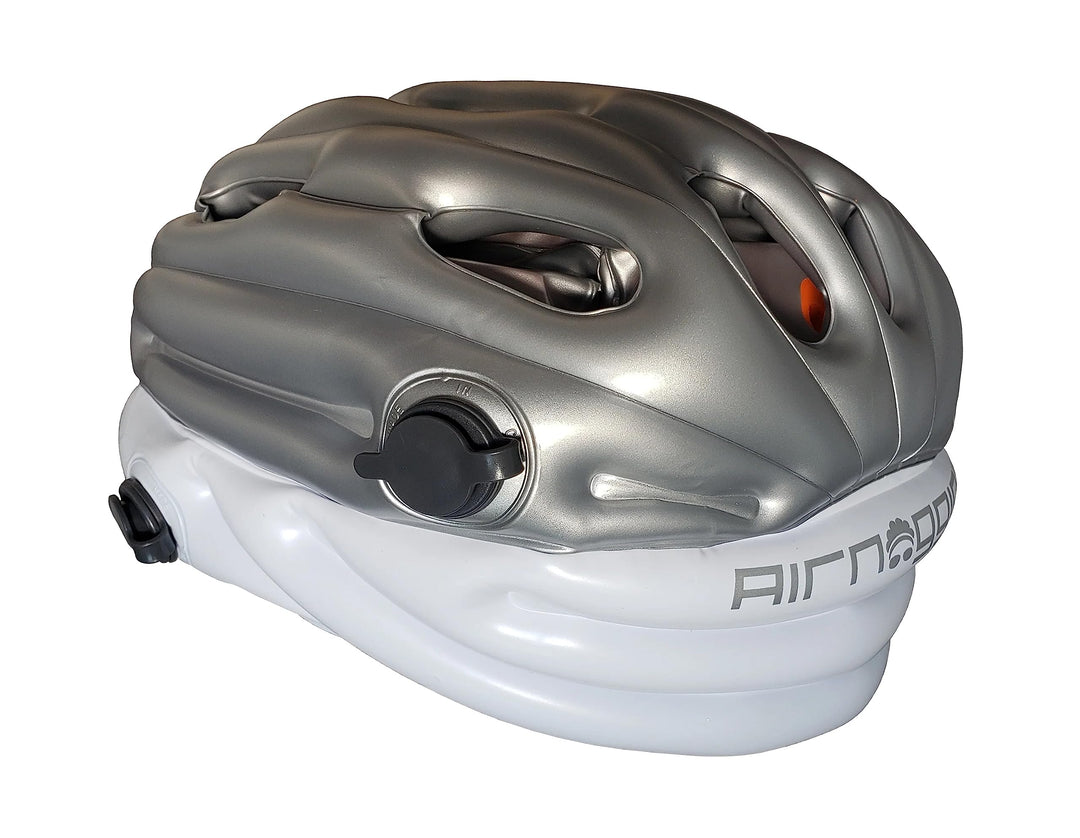 Airnoggin - Inflatable Helmet, Foldable & Portable Adult Helmet for Bike & Scooter Riders Silberfarb