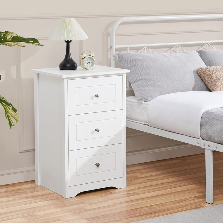 Yaheetech Nachtkommode mit 3 Schubladen moderner Nachttisch Nachtkonsole für Boxspringbett Nachtschr