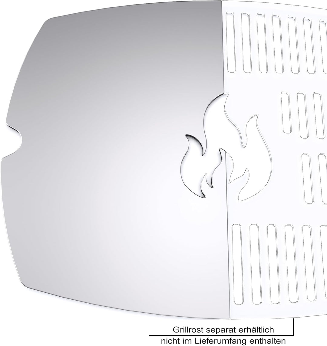 teileplus24 GRE-1-Q1P Grillplatte Plancha aus V2A Edelstahl kompatibel mit Weber Q100 | Q1120 | Q140