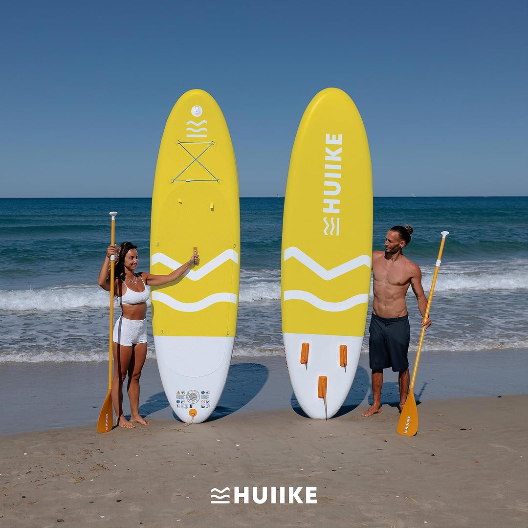 HUIIKE Stand Up Paddling Board mit Zubehör, Paddel, Finnen, Leash, Pumpe, Rucksack. SUP-Board Aufbla