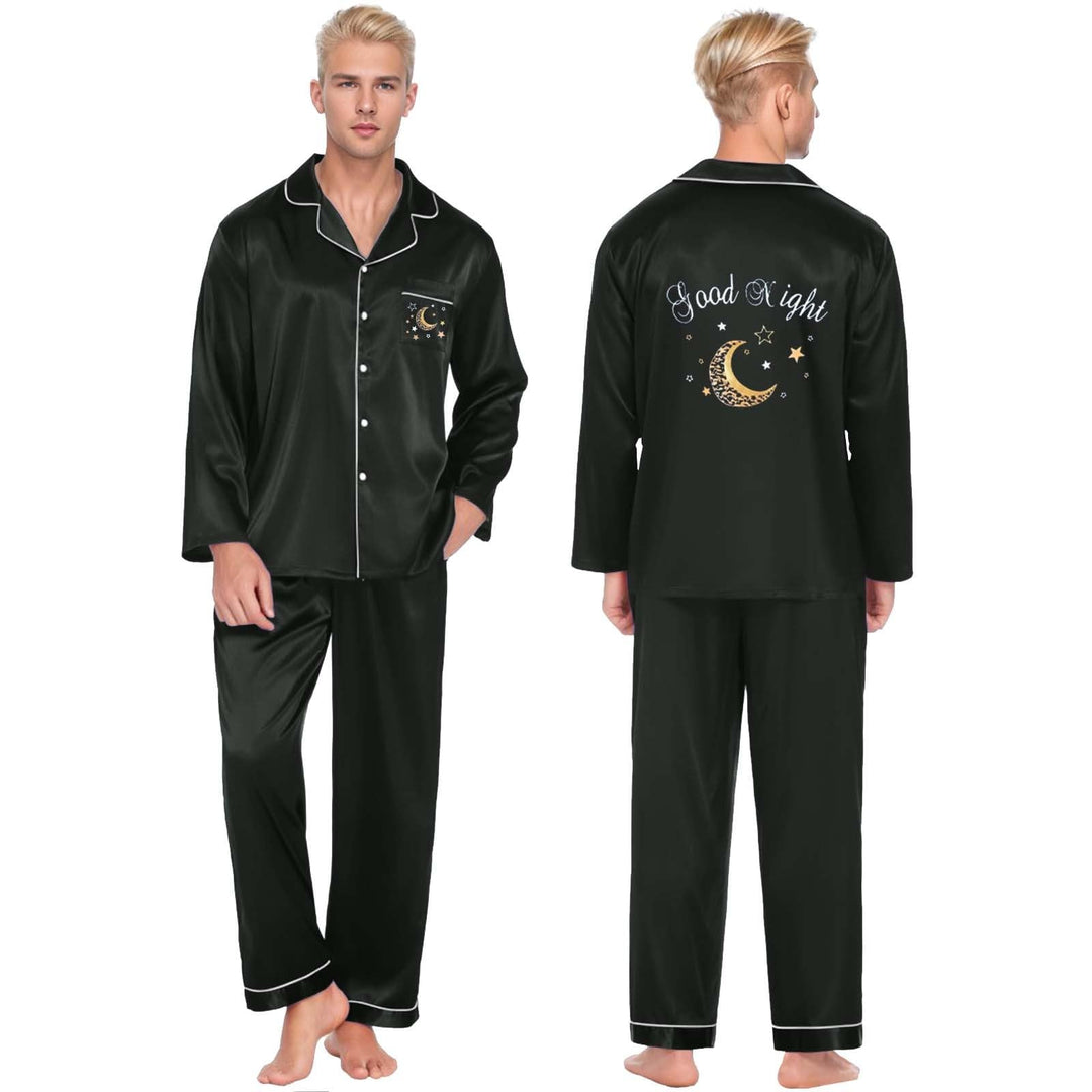 Damen Pyjama Satin Schlafanzug Set,Damen Seidensatin Pyjama Set 2Pcs Langarmhose Chinesischer Stil N
