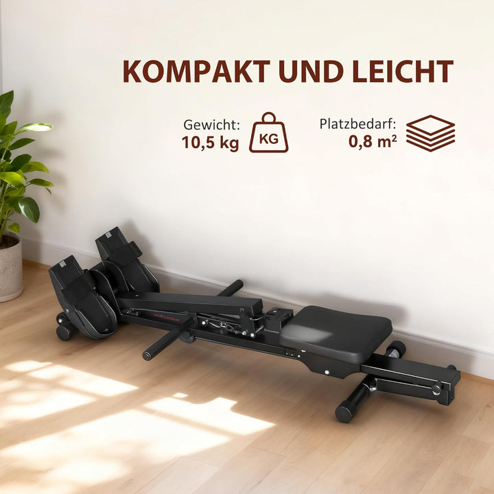 SPORTNOW Rudergerät für Zuhause leises Rudermaschine mit Seilsystem LCD-Display Sitzkissen, Laufruhe