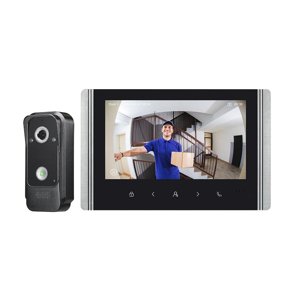Kabelgebundene Video-Gegensprechanlage, 7-Zoll-Video-Türklingelkamera mit Monitor, Kabelgebundene Vi