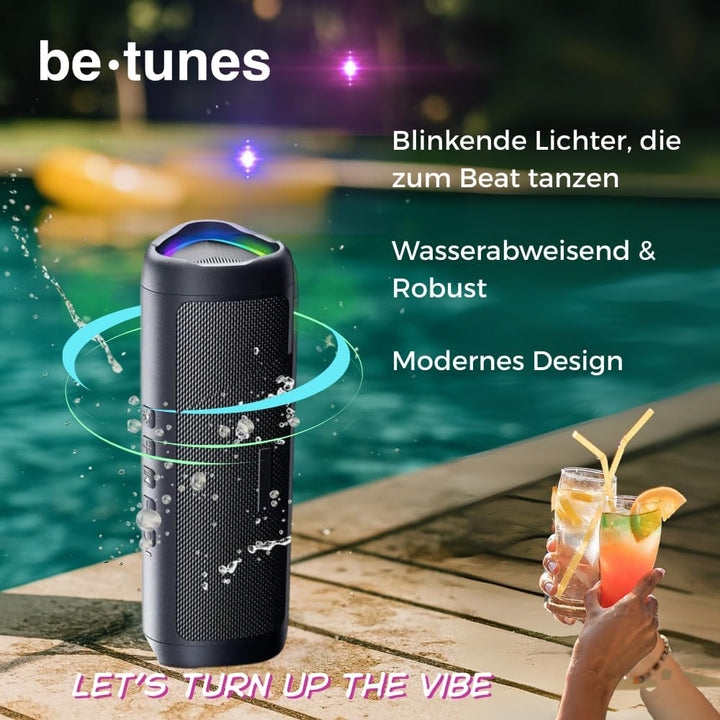 Bluetooth Lautsprecher – Kleine Musikbox mit LED-Licht – 24 Std Akku – Tragbare Partybox – Boombox I