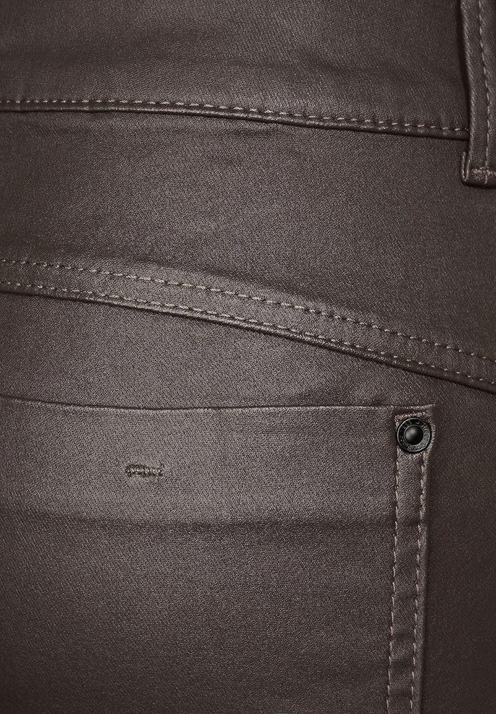 Street One Damen Hose Slim Coating 34W / 32L Falcon Brown, 34W / 32L Falcon Brown