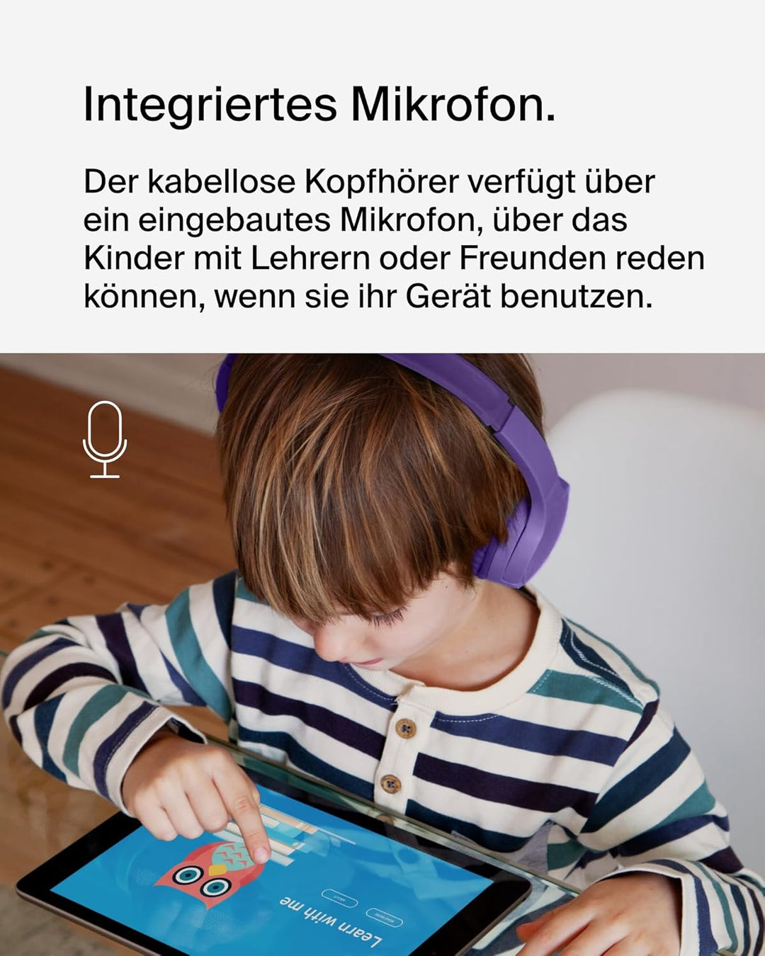 Belkin SoundForm Mini kabelloser Kinderkopfhörer mit integriertem Mikrofon und lustigen Aufklebern,