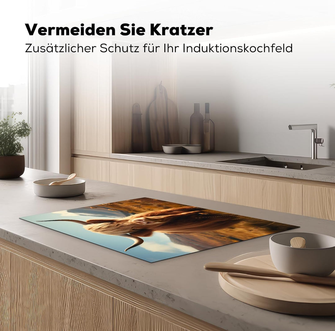 KitchenYeah© Herdabdeckplatte 75x52 cm Einteilig Ceranfeld Abdeckplatte für Induktionsschutz Ceranfe