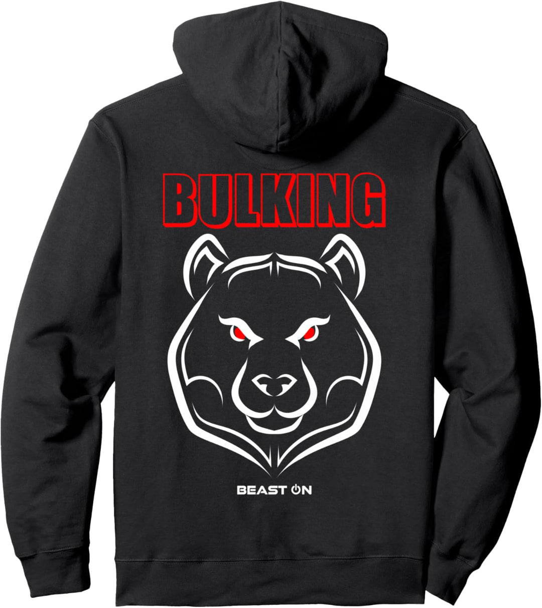 Bär Kopf Gym Fitness Rücken Motiv Training Gains Bulking Rot Pullover Hoodie