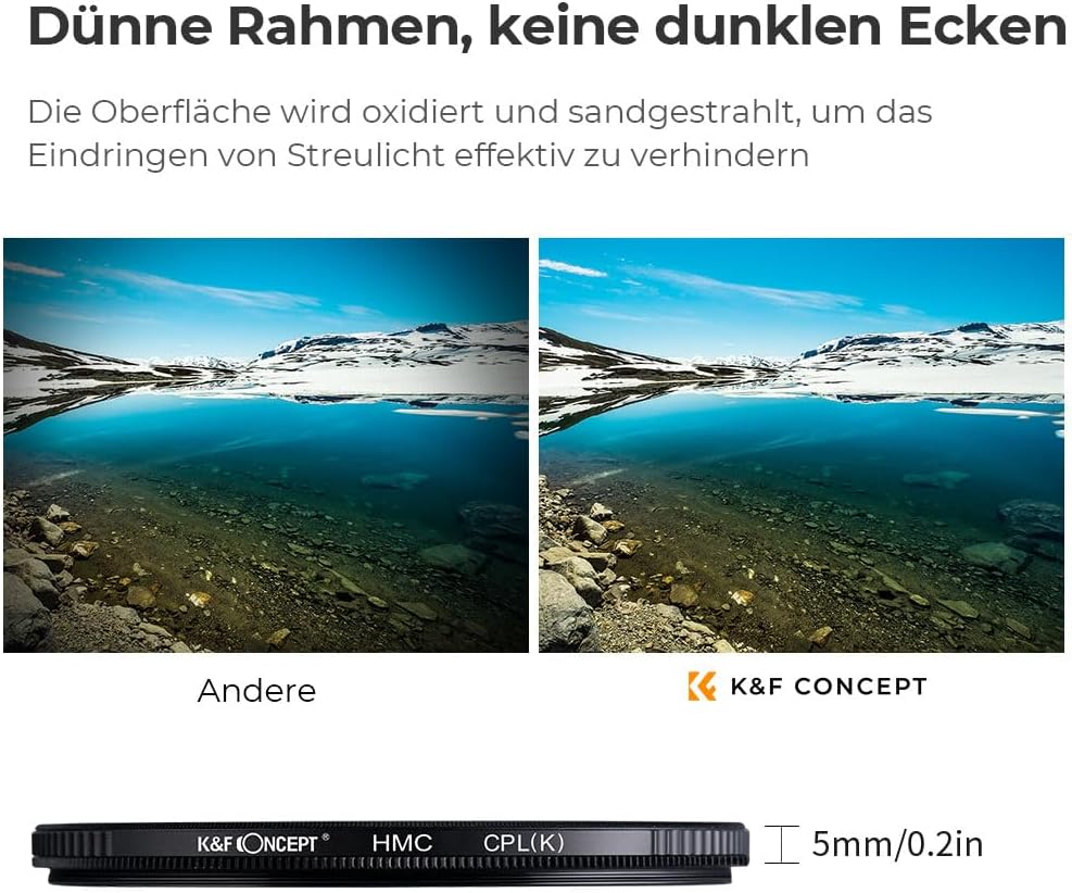 K&F Concept K-Serie Pro 39mm Slim Zirkularer Polfilter Polarisationsfilter CPL Filter Cirkular Polfi