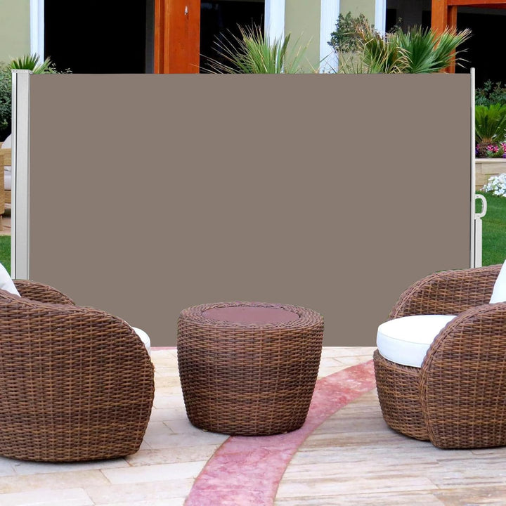Seitenmarkise 180 x 300 cm Sichtschutz Seitenrollo Brau Markise Sonnenschutz Windschutz mit Bodenhal