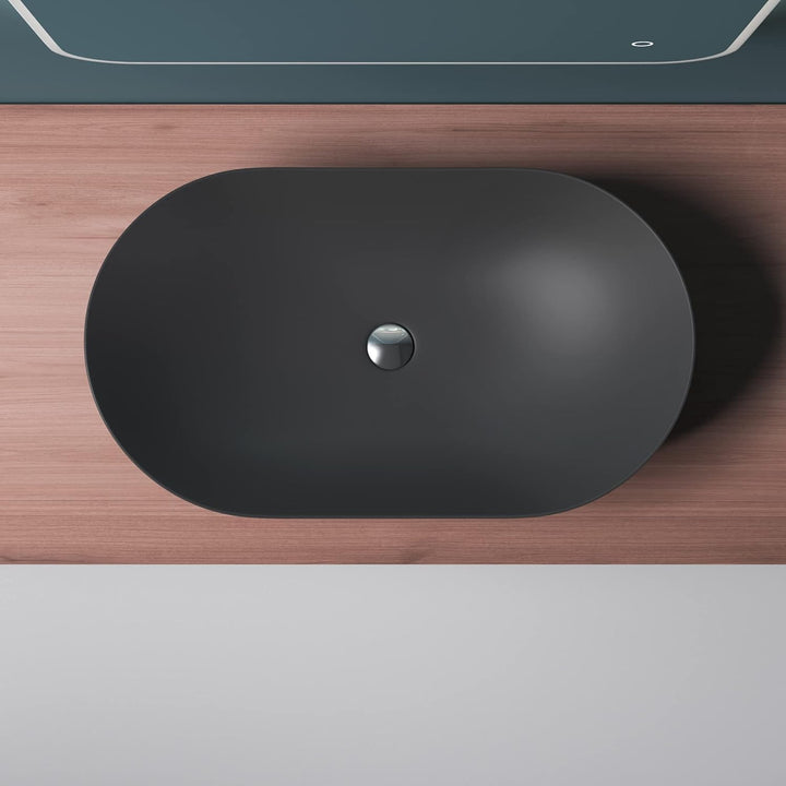 Mai & Mai Aufsatzwaschbecken Brüssel858 Waschschale Waschbecken in Schwarz matt aus Keramik inkl. Na