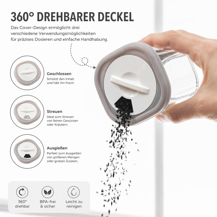 IDOBY 12er Set Gewürzbox aus Kunststoff, Transparente Gewürzdose, BPA-Freiem Kunststoff Camping Gewü