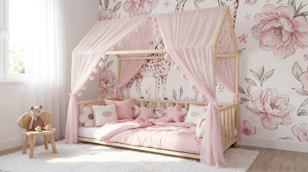 Baby Fancyroom Hausbett Himmel Betthimmel für Kinderbett Kinderzimmer Baldachin Bettvorhang Betthimm