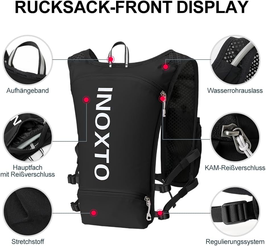 INOXTO Sport Wasserbeutel Weste Mit 1.5l Trinkblasen Running Weste Rucksack FüR Outdoor Wandern Trai