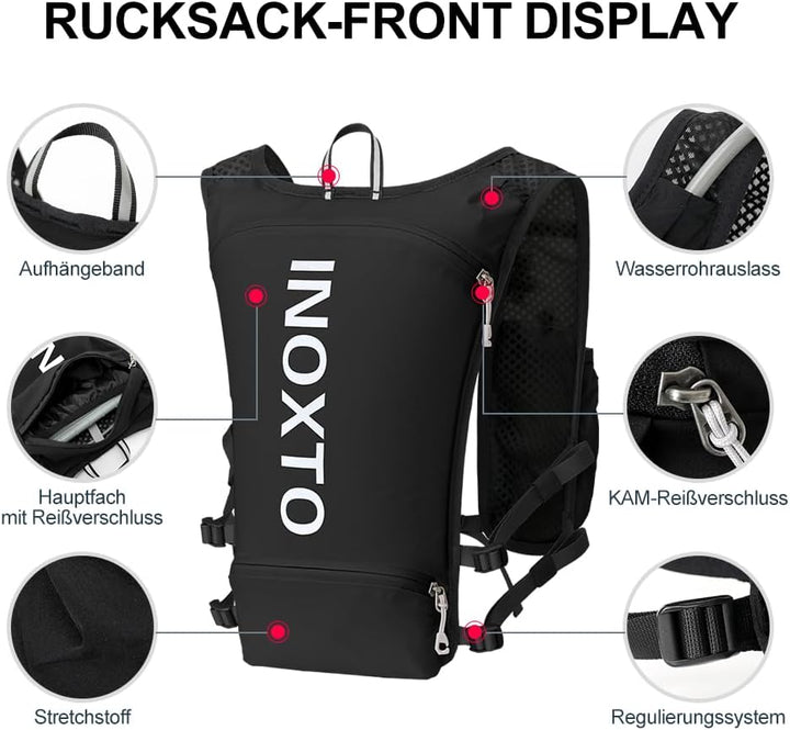 INOXTO Sport Wasserbeutel Weste Mit 1.5l Trinkblasen Running Weste Rucksack FüR Outdoor Wandern Trai