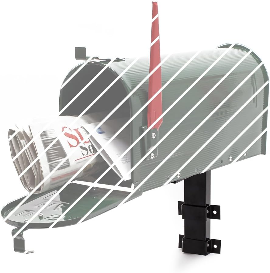 Wiltec Wandhalterung schwarz 50 x 120 x 250 mm für US Mailbox, amerikanischer Briefkasten mit Fahne,