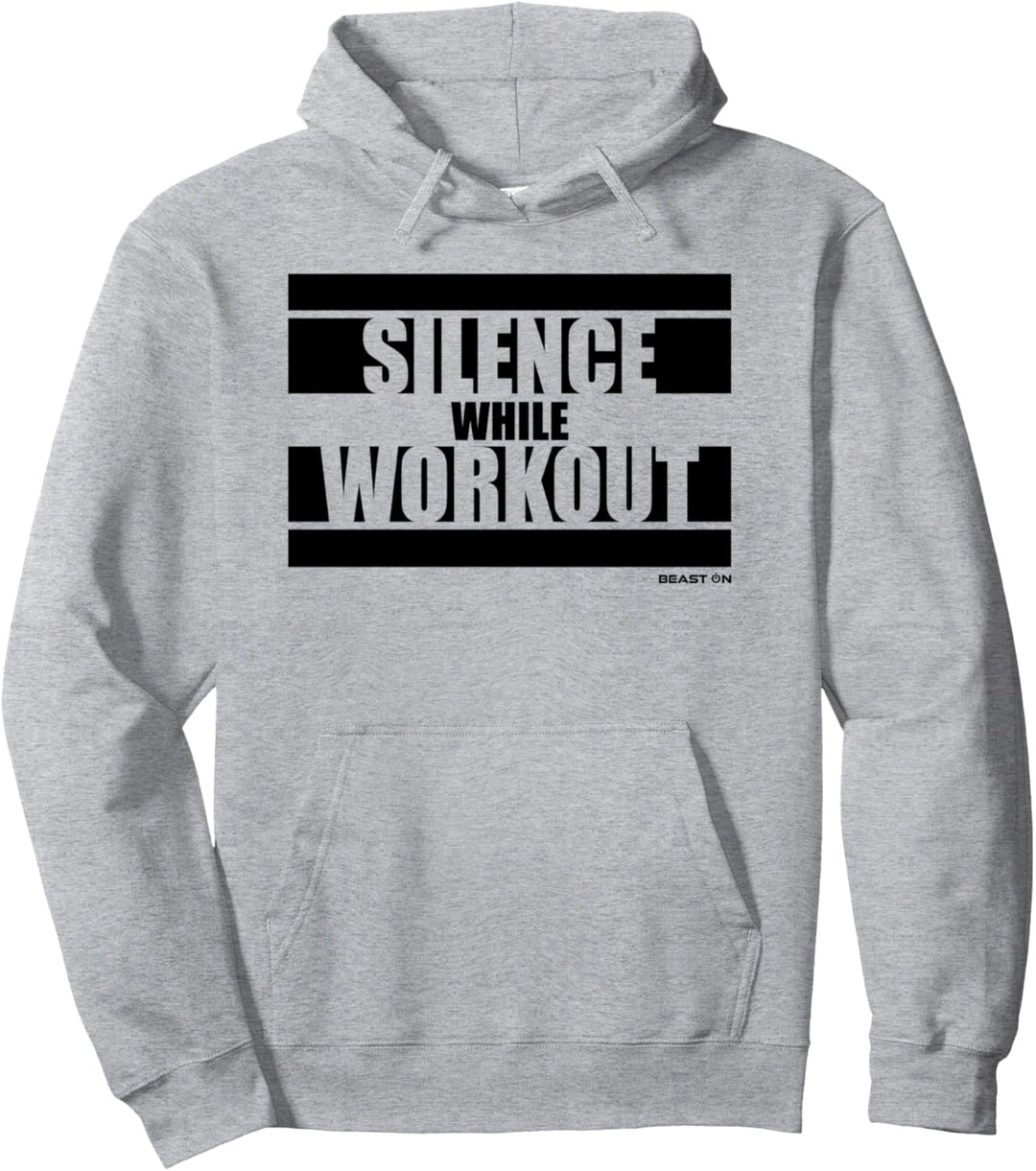 Silence while Workout Fitness Gym Motivation Sprüche weisses Pullover Hoodie