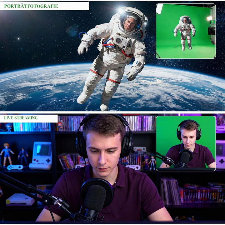 Spardar Greenscreen mit 4 Klemmen, 3M X 4.5M Foto Hintergrund Greenscreen Stoff Baumwolle Faltbare G