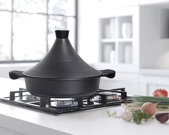 Royal Swiss® Tajine 32 cm – 5L Schmortopf aus Aluminium mit Keramik-Antihaftbeschichtung, Kegel-Deck