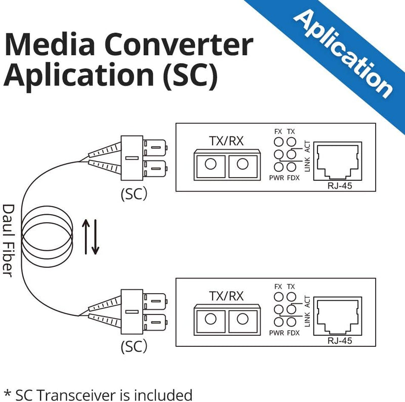10Gtek® Gigabit Ethernet Medienkonverter, mit Built-in 1Gb Single-Mode SC Transceiver, Single-Mode D