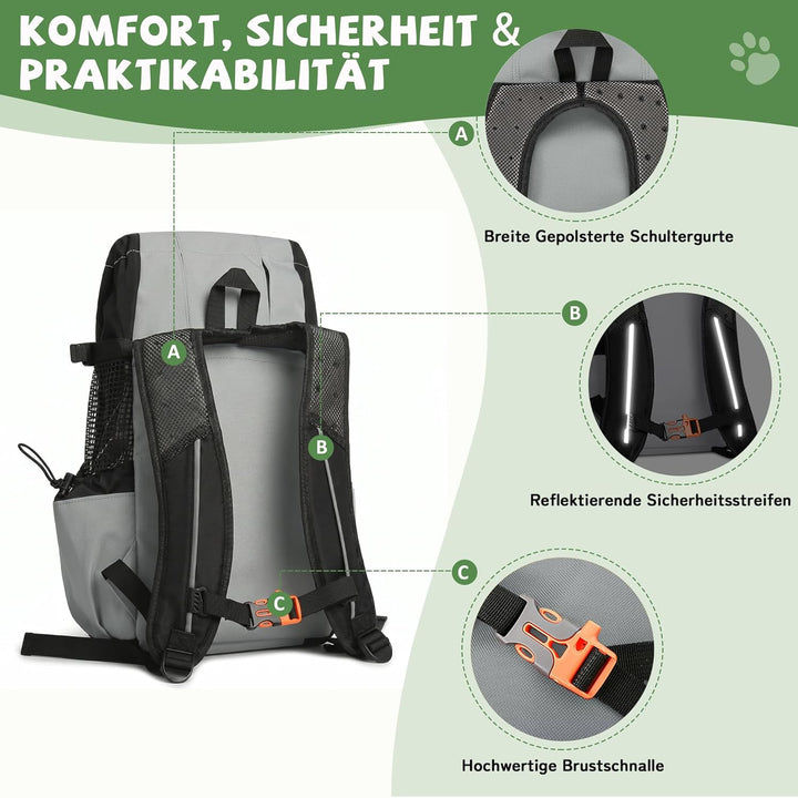 ALLSOPETS Hunderucksack Tragetasche Verstellbar für Kleine Mittelgrosse Hunde, Haustier Rucksack zum