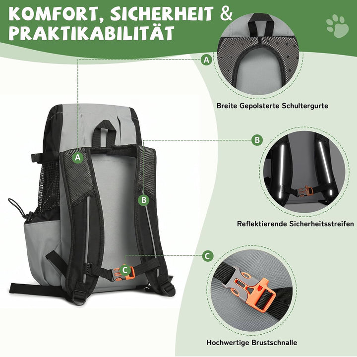 ALLSOPETS Hunderucksack Tragetasche Verstellbar für Kleine Mittelgrosse Hunde, Haustier Rucksack zum