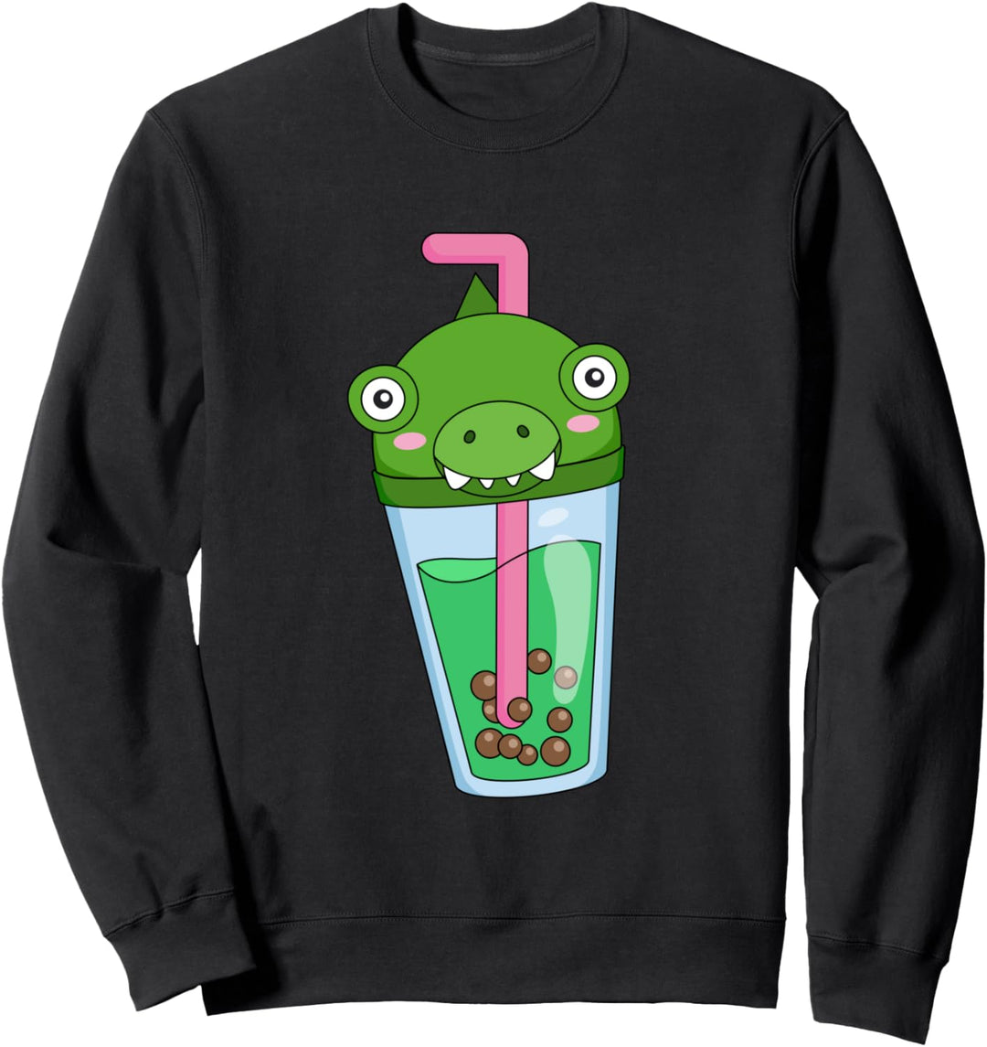 Kawaii süsser Anime Krokodil Bubble Tea, Milchtee Sweatshirt