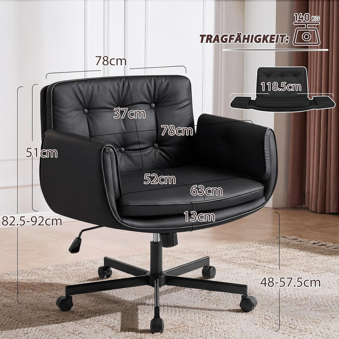 Bürostuhl Ergonomisch mit 5-Stufig Verstellbare Armlehnen, Schreibtischstuhl mit Breitem Sitzkissen,