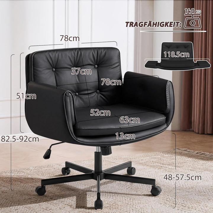 Bürostuhl Ergonomisch mit 5-Stufig Verstellbare Armlehnen, Schreibtischstuhl mit Breitem Sitzkissen,
