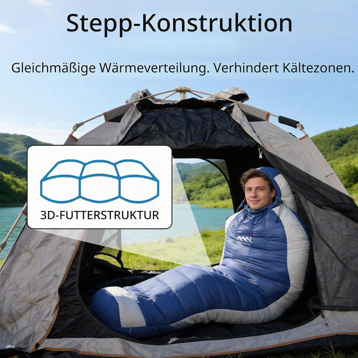 Ultraleicht Daunenschlafsack mit Kissen, Kleiner Leichter Sommer Schlafsack 680FP für Erwachsene und