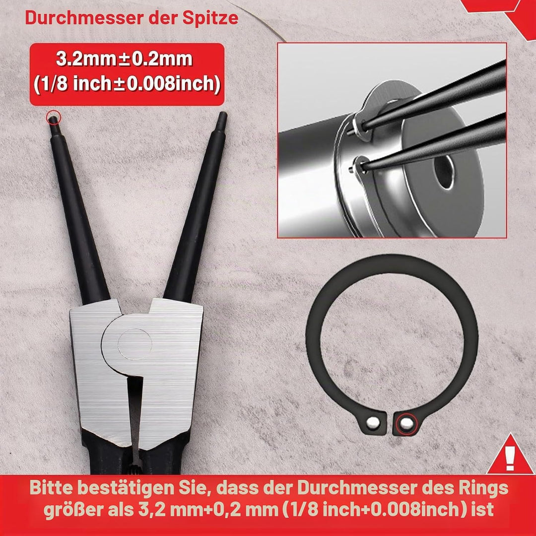 LEONTOOL Sprengringzange, 33 cm, strapazierfähig, externe Sicherungsringzange, gerade Backenspitze,