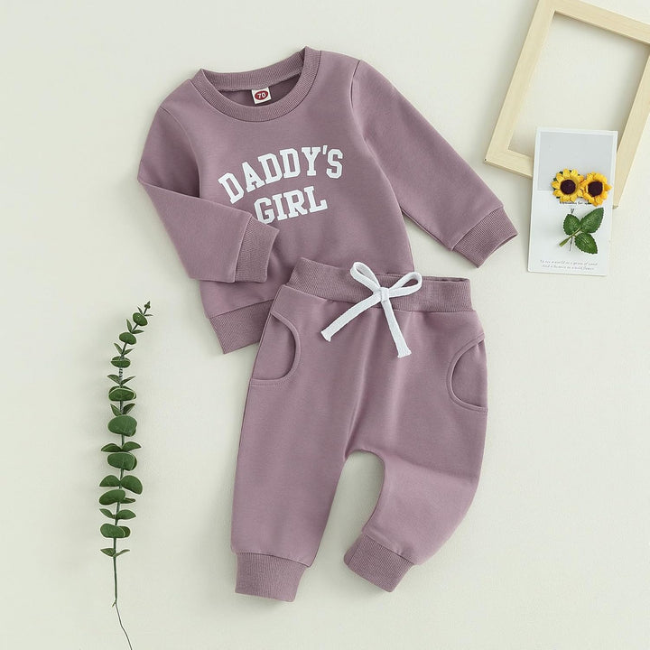 Baby Mädchen Kleidung Sweatshirt + Lange Hose Zweiteiler Babykleidung Set Kleinkind Outfits A Lila 6