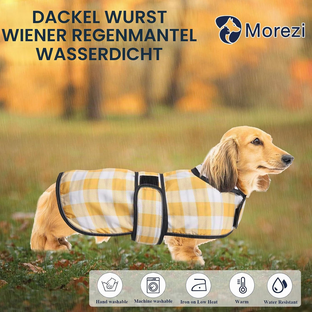 MOREZI Hunderegenmantel mit Reflexstreifen, Regen-/wasserdicht, verstellbare Weste, geeignet für kle