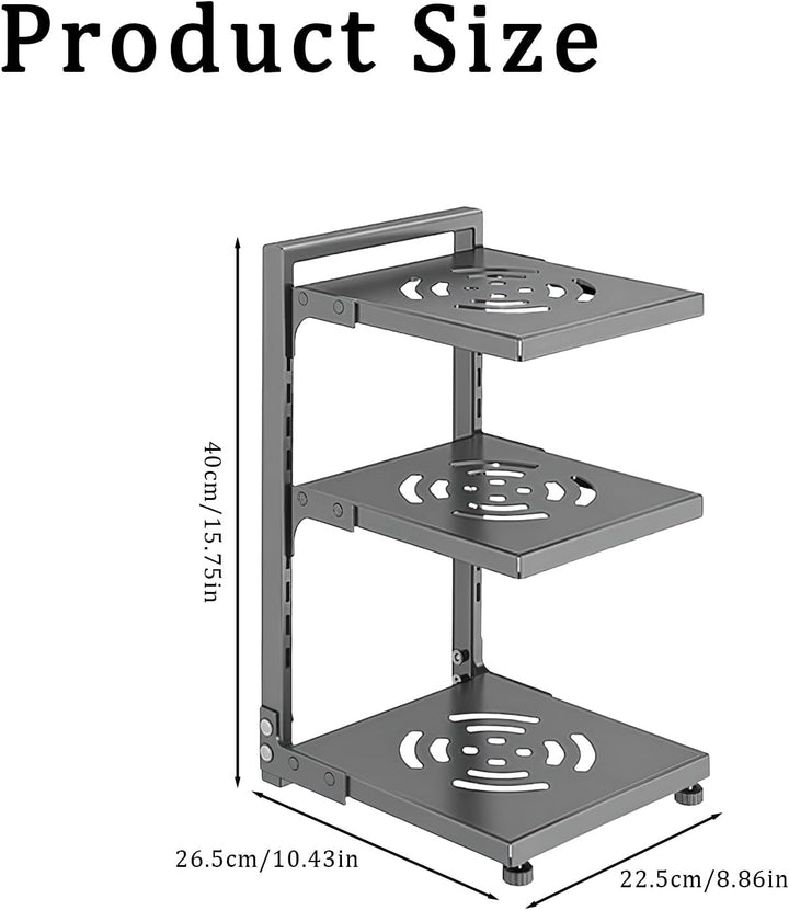 Topf Organizer 3 Ebenen aus Metall – Verstellbarer Pfannenhalter & Deckelständer – Küchenregal für T