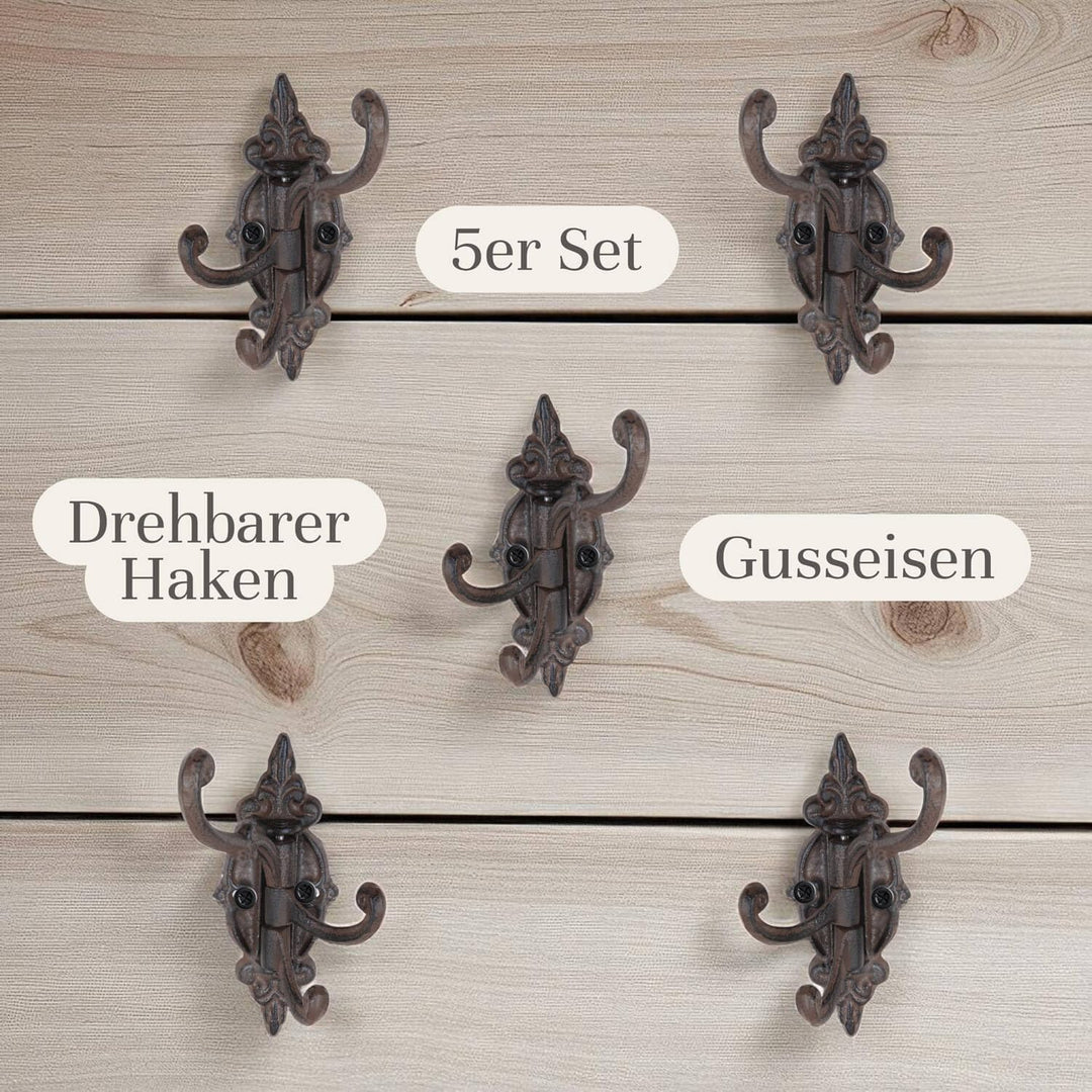 degawo Wandgarderobe Haken im 5 er Set Handtuchhaken - Moderner schwarzer- brauner Wandhaken - Stilv