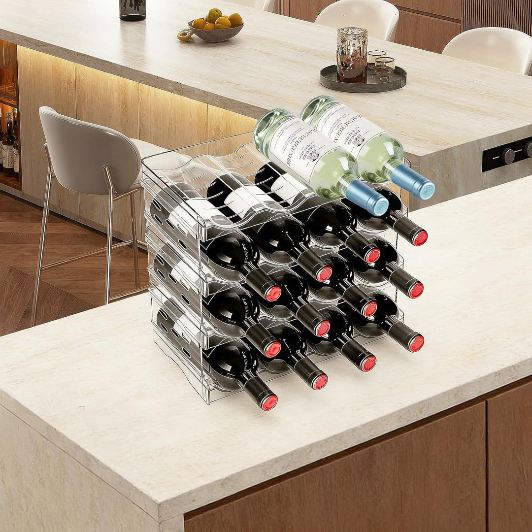 Stapelbarer Flaschenhalter – Für 16 Flaschen, geeignet für Kühlschrank, Schrank, Arbeitsplatte und B