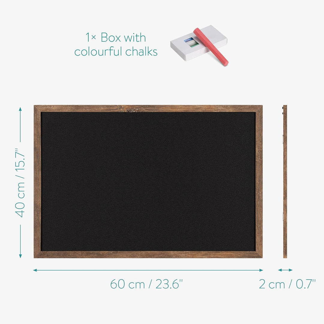 Navaris Kreidetafel mit Holzrahmen - Memoboard 60x40 cm - inkl. Kreide Pins - Tafel mit Wandhalterun