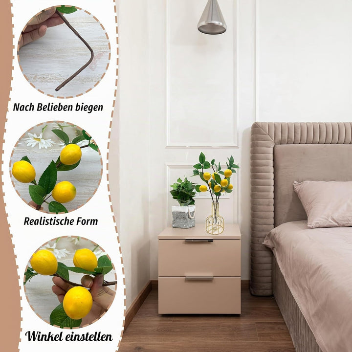 DHER 5pcs Künstlicher Zitronenzweig, Simulation Obst Dekoration, für Haus, Tischdekoration, Hochzeit