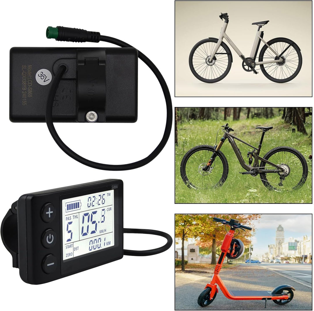 Elektrofahrrad S866 LCD Display, Elektrisches E Bike Display Messgerät 5 Pin und Wasserdichter Steck