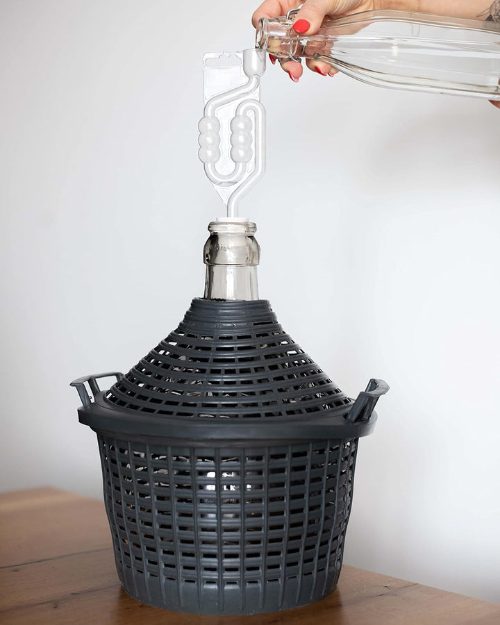 Gärballon, Gärröhrchen mit stopfen, Glasballon, Weinballon, Gärbehälter, Glasflasche, Weinherstellun