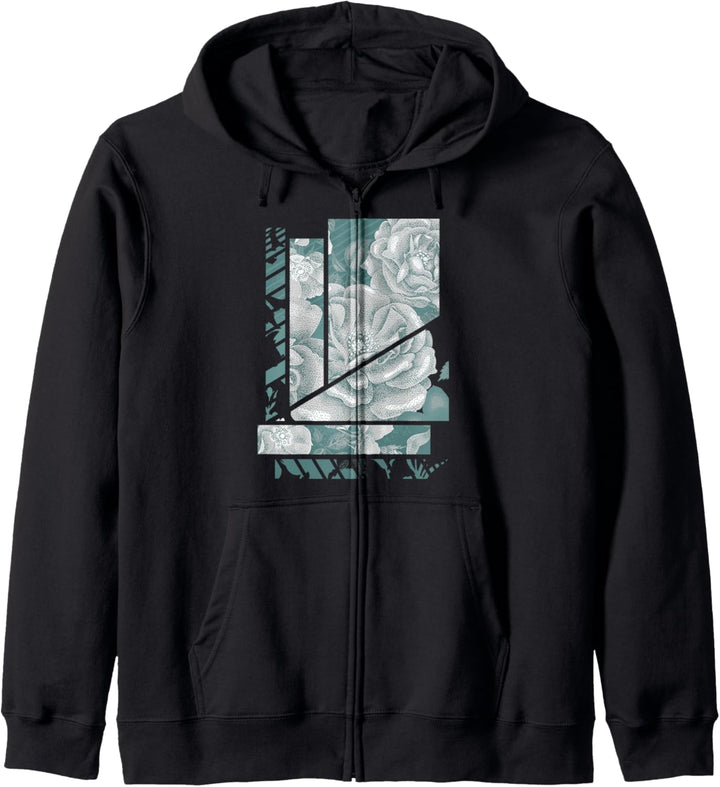 Floral Geometric Pattern Pop Kapuzenjacke