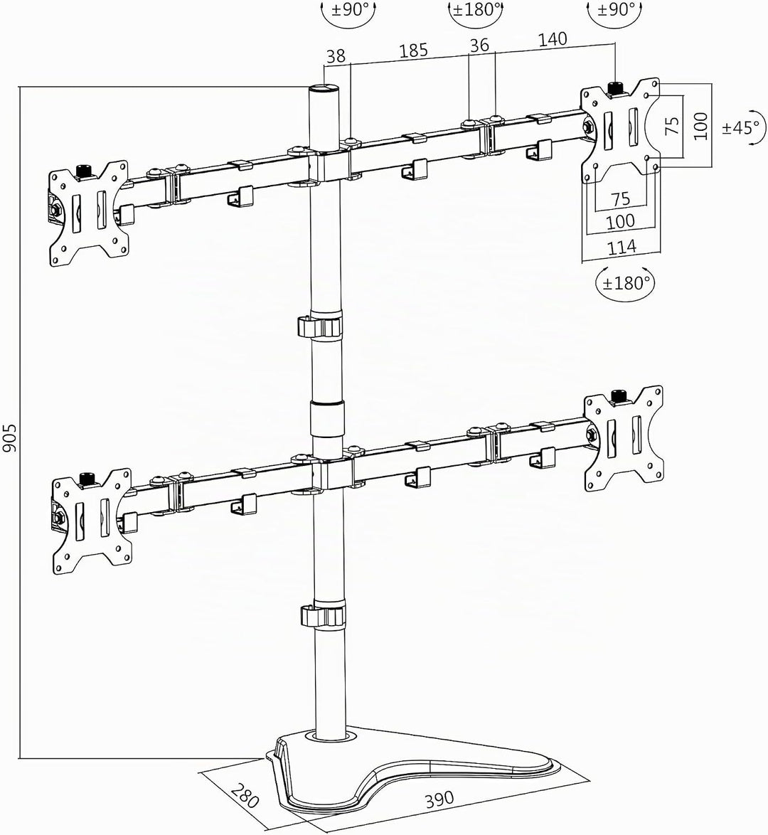 LogiLink BP0046 4-fach Monitor-Schreibtischständer 33-81,3 cm (13-32 Zoll) schwarz