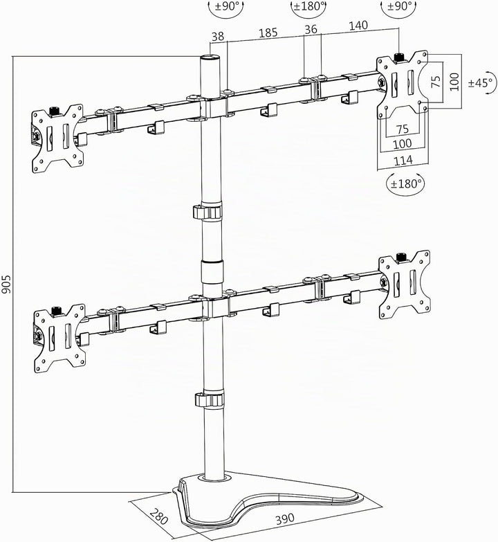 LogiLink BP0046 4-fach Monitor-Schreibtischständer 33-81,3 cm (13-32 Zoll) schwarz